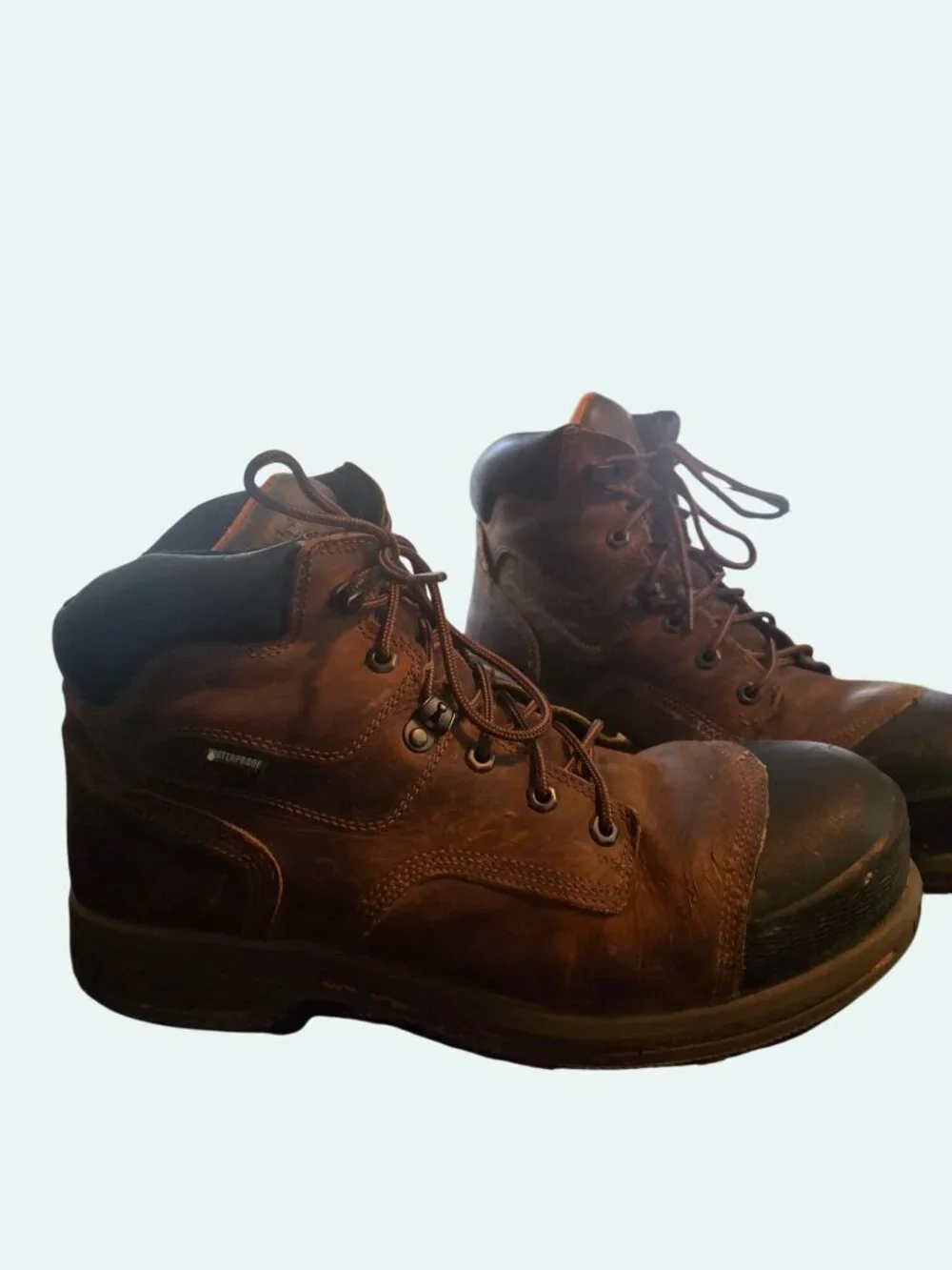 Timberland Pro Mens Brown Leather Waterproof Steel Toe Work Boots Size 12W*SH8